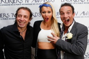 Les trois égéries de l'édition 2015 des Lauriers Tv Awards : Philippe Candeloro, Tatiana-Laurens Delarue et Laurent Artufel