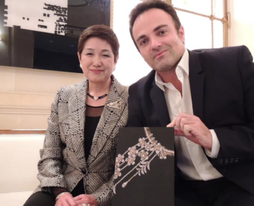 Madame Yoshie Ishikawa et Laurent Amar à l'hôtel Meurice, juste après l'interview.