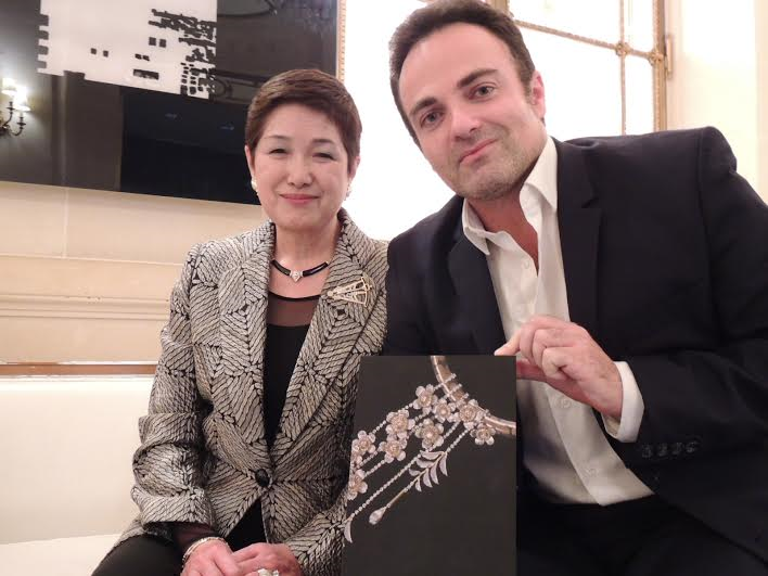 Madame Yoshie Ishikawa et Laurent Amar à l'hôtel Meurice,  juste après l'interview.