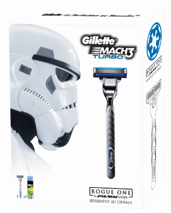 Le coffret blanc comprend un rasoir Gillette Mach3 Turbo et un gel Mach3