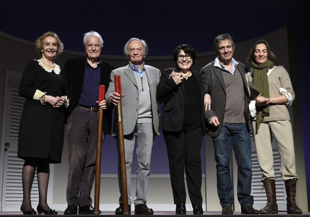 De gauche à droite : Myriam Colombi, André Dussolier, Philippe Tesson, Danielle Mathieu- Bouillon, Stéphane Hillel et Stéphanie Tesson © Raymond Delalande